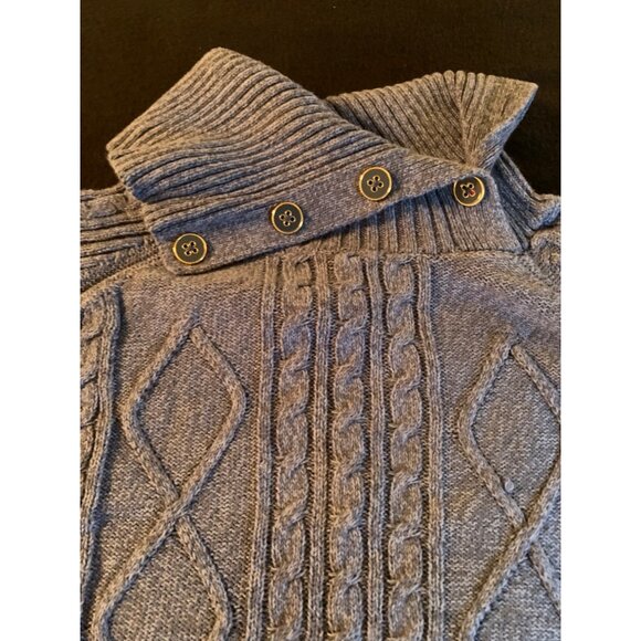 Cozy Croft & Barrow Size 1X Knit Sweater with Button Collar Cable Pattern Blue - Picture 2 of 12